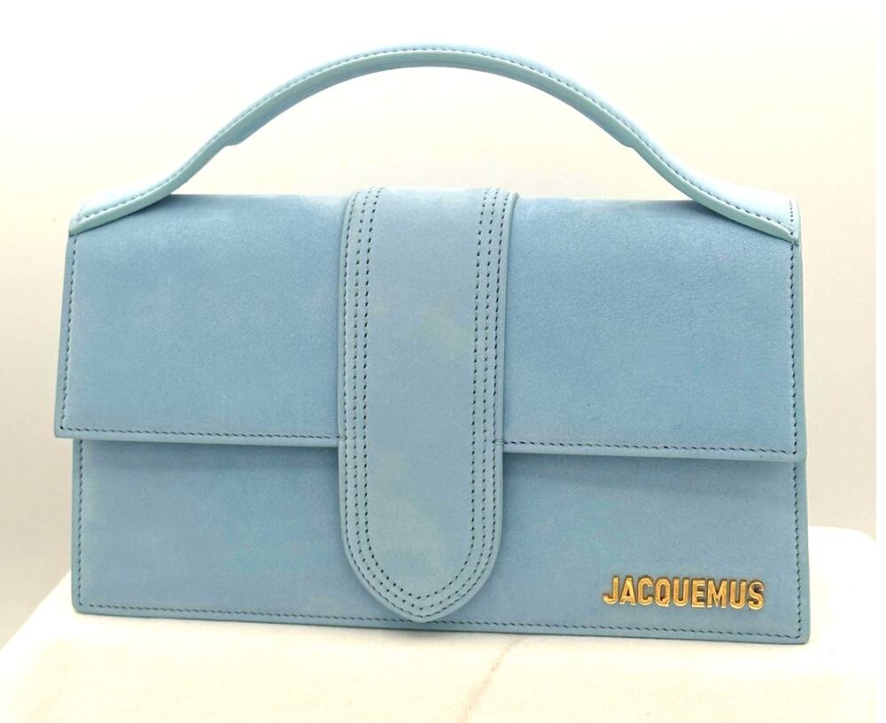 Jacquemus Le Grand Bambino Light Blue Suede Shoulder Bag NWT w/ Dust Bag & COA